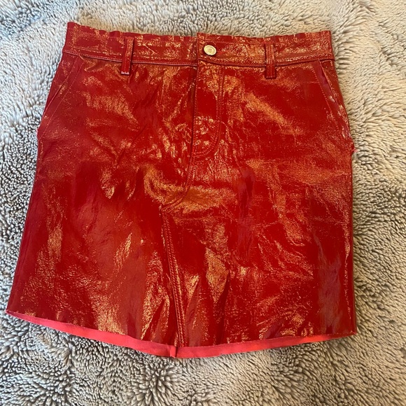 REVOLVE Red Patent Leather Mini Skirt Size 4 MSRP $785...